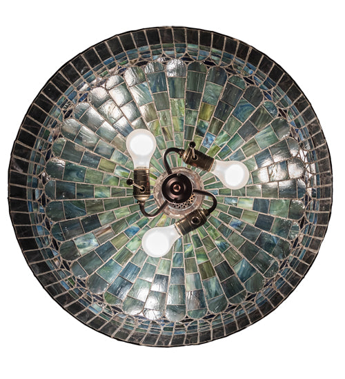 Meyda Lighting Tiffany Candice 68656 22" 3-Light Mahogany Bronze Pendant Light With Multi-Colored Shade Glass