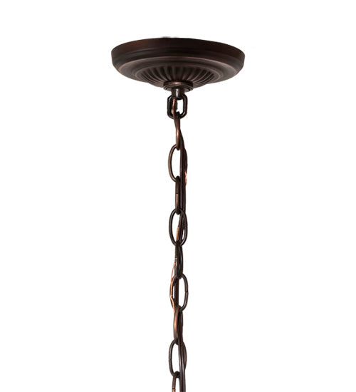 Meyda Lighting Tiffany Candice 68656 22" 3-Light Mahogany Bronze Pendant Light With Multi-Colored Shade Glass