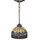 Meyda Lighting Tiffany Candice 8" Mahogany Bronze Mini Pendant Light With Multi-Colored Shade Glass