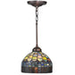 Meyda Lighting Tiffany Candice 8" Mahogany Bronze Mini Pendant Light With Multi-Colored Shade Glass