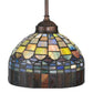 Meyda Lighting Tiffany Candice 8" Mahogany Bronze Mini Pendant Light With Multi-Colored Shade Glass