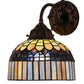 Meyda Lighting Tiffany Candice 8" Mahogany Bronze Wall Sconce With Multi-Colored Shade Glass