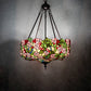 Meyda Lighting Tiffany Cherry Blossom 20" 3-Light Mahogany Bronze Inverted Pendant Light With Multi-Colored Shade Glass