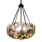 Meyda Lighting Tiffany Cherry Blossom 20" 3-Light Mahogany Bronze Inverted Pendant Light With Multi-Colored Shade Glass