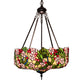 Meyda Lighting Tiffany Cherry Blossom 20" 3-Light Mahogany Bronze Inverted Pendant Light With Multi-Colored Shade Glass
