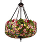 Meyda Lighting Tiffany Cherry Blossom 20" 3-Light Mahogany Bronze Inverted Pendant Light With Multi-Colored Shade Glass