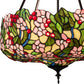 Meyda Lighting Tiffany Cherry Blossom 20" 3-Light Mahogany Bronze Inverted Pendant Light With Multi-Colored Shade Glass