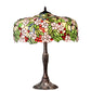 Meyda Lighting Tiffany Cherry Blossom 26" 3-Light Mahogany Bronze Table Lamp With Multi-Colored Shade Glass