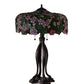 Meyda Lighting Tiffany Cherry Blossom 30" 3-Light Mahogany Bronze Table Lamp With Multi-Colored Shade Glass