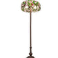 Meyda Lighting Tiffany Cherry Blossom 63" 3-Light Mahogany Bronze Floor Lamp With Multi-Colored Shade Glass