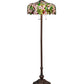 Meyda Lighting Tiffany Cherry Blossom 63" 3-Light Mahogany Bronze Floor Lamp With Multi-Colored Shade Glass