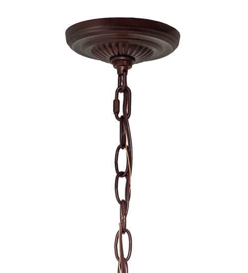 Meyda Lighting Tiffany Cherry Blossom 72991 20" 3-Light Mahogany Bronze Pendant Light With Multi-Colored Shade Glass