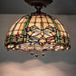 Meyda Lighting Tiffany Dragonfly 12" 3-Light Mahogany Bronze Flush Mount Light With Multi-Colored Stained Shade Glass