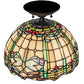 Meyda Lighting Tiffany Dragonfly 12" 3-Light Mahogany Bronze Flush Mount Light With Multi-Colored Stained Shade Glass