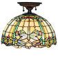 Meyda Lighting Tiffany Dragonfly 12" 3-Light Mahogany Bronze Flush Mount Light With Multi-Colored Stained Shade Glass