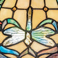Meyda Lighting Tiffany Dragonfly 12" 3-Light Mahogany Bronze Flush Mount Light With Multi-Colored Stained Shade Glass