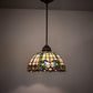 Meyda Lighting Tiffany Dragonfly 12" Mahogany Bronze Pendant Light With Multi-Colored Shade Glass