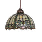 Meyda Lighting Tiffany Dragonfly 12" Mahogany Bronze Pendant Light With Multi-Colored Shade Glass