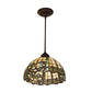 Meyda Lighting Tiffany Dragonfly 12" Mahogany Bronze Pendant Light With Multi-Colored Shade Glass
