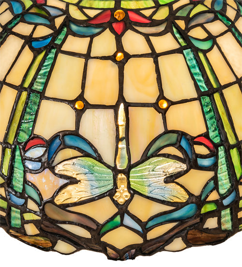 Meyda Lighting Tiffany Dragonfly 12"W x 7"H Multi-Colored Stained Shade Glass
