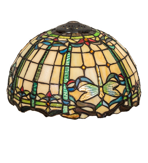 Meyda Lighting Tiffany Dragonfly 12"W x 7"H Multi-Colored Stained Shade Glass