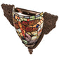 Meyda Lighting Tiffany Dragonfly 15" Mahogany Bronze Wall Sconce With Multi-Colored Shade Glass