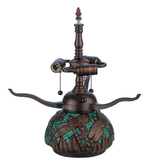 Meyda Lighting Tiffany Dragonfly 16" 3-Light Mahogany Bronze Mosaic Table Lamp Base