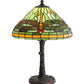 Meyda Lighting Tiffany Dragonfly 16" Mahogany Bronze Twisted Fly Mosaic Table Lamp With Green & Orange Shade Glass