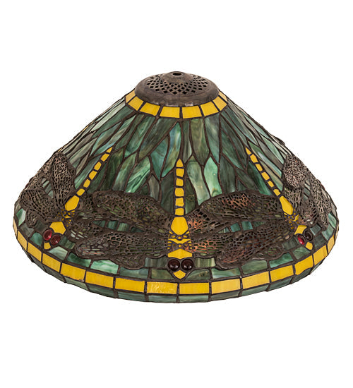 Meyda Lighting Tiffany Dragonfly 16" Multi-Colored Stained Shade Glass