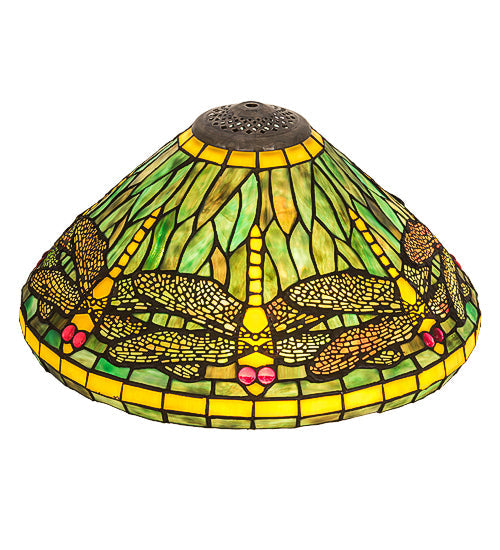 Meyda Lighting Tiffany Dragonfly 16" Multi-Colored Stained Shade Glass