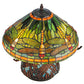 Meyda Lighting Tiffany Dragonfly 17" 3-Light Mahogany Bronze Mosaic Base Table Lamp With Multi-Colored Stained Shade Glass