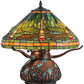 Meyda Lighting Tiffany Dragonfly 17" 3-Light Mahogany Bronze Mosaic Base Table Lamp With Multi-Colored Stained Shade Glass