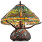 Meyda Lighting Tiffany Dragonfly 17" 3-Light Mahogany Bronze Mosaic Base Table Lamp With Multi-Colored Stained Shade Glass