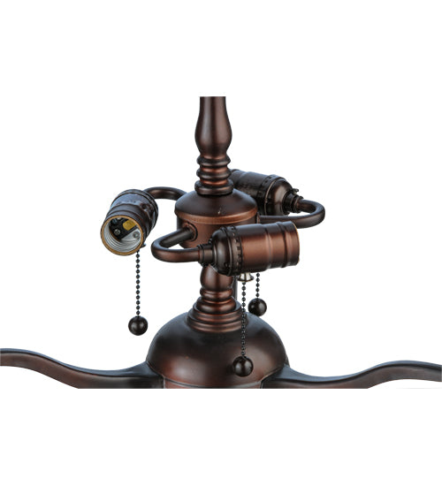 Meyda Lighting Tiffany Dragonfly 17" 3-Light Mahogany Bronze Mosaic Base Table Lamp With Multi-Colored Stained Shade Glass