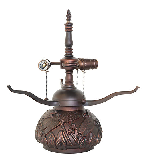 Meyda Lighting Tiffany Dragonfly 17" 3-Light Mahogany Bronze Table Lamp Base