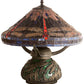 Meyda Lighting Tiffany Dragonfly 17" 3-Light Mahogany Bronze Table Lamp With Multi-Colored Stained Shade Glass