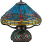 Meyda Lighting Tiffany Dragonfly 17" 3-Light Mahogany Bronze Tiffany Mosaic Base Table Lamp With Multi-Colored Stained Shade Glass