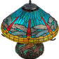 Meyda Lighting Tiffany Dragonfly 17" 3-Light Mahogany Bronze Tiffany Mosaic Base Table Lamp With Multi-Colored Stained Shade Glass