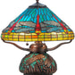 Meyda Lighting Tiffany Dragonfly 17" 3-Light Mahogany Bronze Tiffany Mosaic Base Table Lamp With Multi-Colored Stained Shade Glass