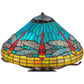 Meyda Lighting Tiffany Dragonfly 17" 3-Light Mahogany Bronze Tiffany Mosaic Base Table Lamp With Multi-Colored Stained Shade Glass