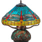 Meyda Lighting Tiffany Dragonfly 17" 3-Light Mahogany Bronze Tiffany Mosaic Base Table Lamp With Multi-Colored Stained Shade Glass
