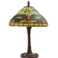 Meyda Lighting Tiffany Dragonfly 17" Mahogany Bronze Twisted Fly Mosaic Table Lamp With Multi-Colored Shade Glass