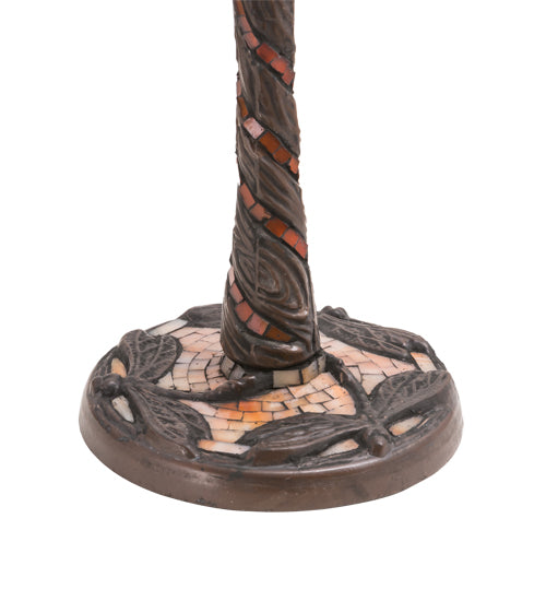 Meyda Lighting Tiffany Dragonfly 17" Mahogany Bronze Twisted Fly Mosaic Table Lamp With Multi-Colored Shade Glass