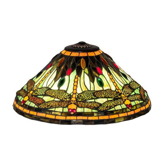 Meyda Lighting Tiffany Dragonfly 20" Multi-Color Shade Glass