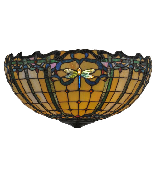 Meyda Lighting Tiffany Dragonfly 20" Multi-Colored Shade Glass