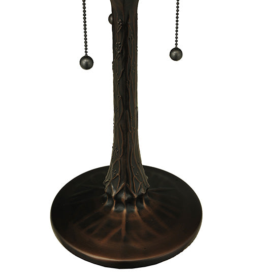 Meyda Lighting Tiffany Dragonfly 22" 3-Light Mahogany Bronze Table Lamp With Multi-Colored Stained Shade Glass