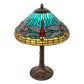 Meyda Lighting Tiffany Dragonfly 23" Mahogany Bronze Table Lamp With Multi-Colored Stained Shade Glass