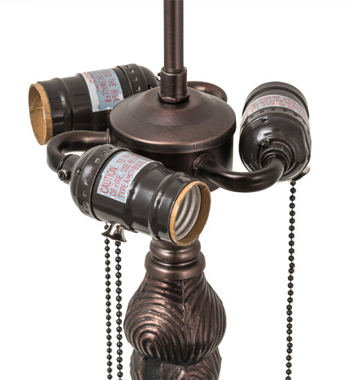 Meyda Lighting Tiffany Dragonfly 24" 3-Light Mahogany Bronze Twisted Fly Mosaic Base Table Lamp With Multi-Colored Stained Shade Glass