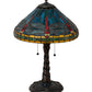 Meyda Lighting Tiffany Dragonfly 24" 3-Light Mahogany Bronze Twisted Fly Mosaic Base Table Lamp With Multi-Colored Stained Shade Glass