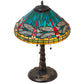 Meyda Lighting Tiffany Dragonfly 24" 3-Light Mahogany Bronze Twisted Fly Mosaic Base Table Lamp With Multi-Colored Stained Shade Glass